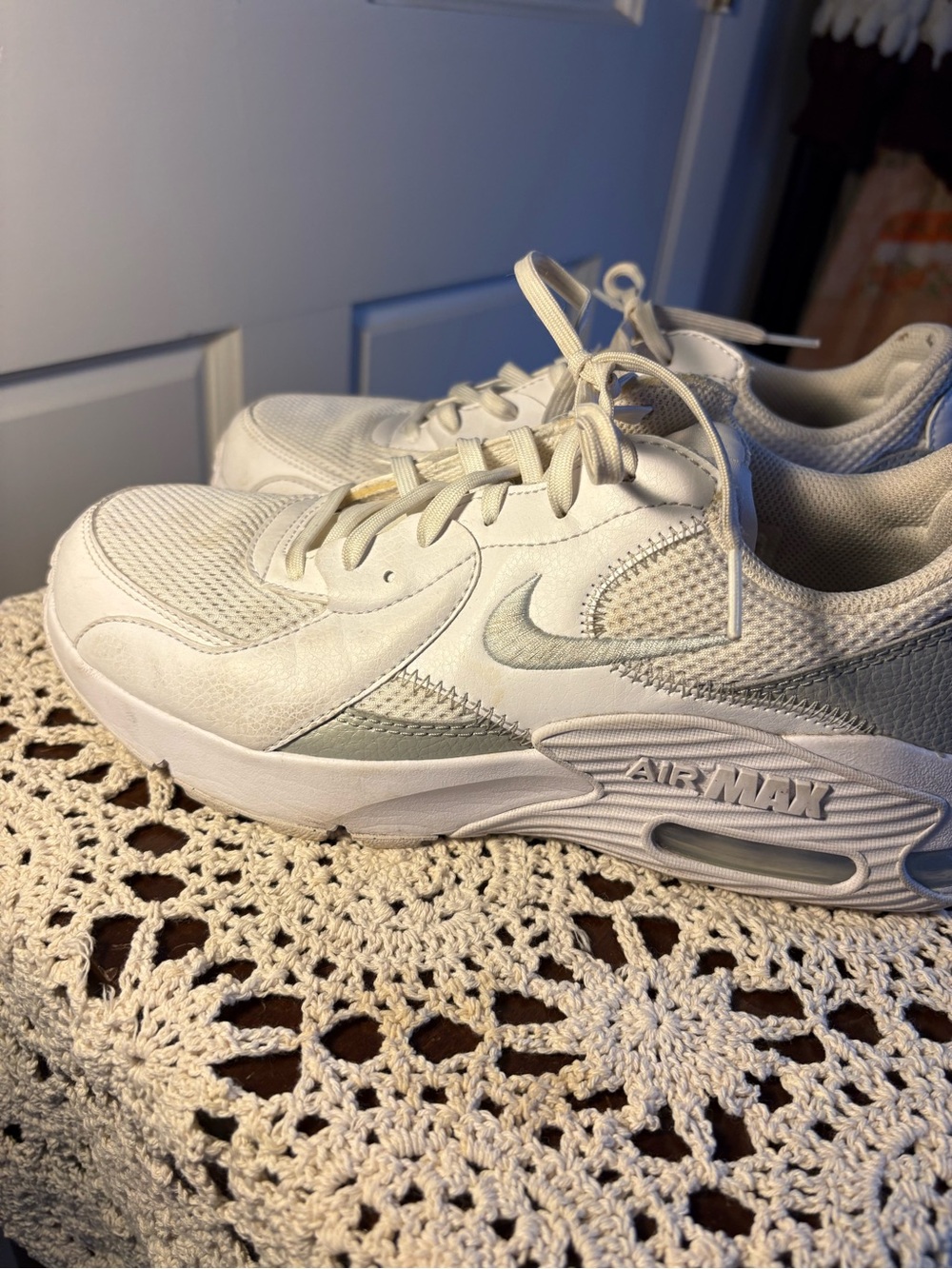 Nike White and Light Gray Air Max Sneakers